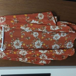 Maurice's Sheer Kimono Floral Print 0/1